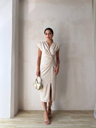 FOSTER Midi Elbise 8275 - Krem - 2