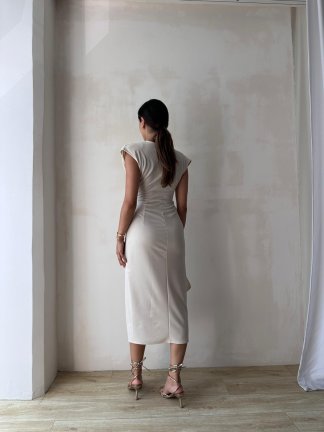 FOSTER Midi Elbise 8275 - Krem - 3