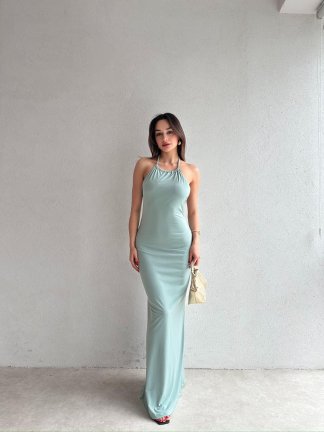 FRANK Maxi Elbise 7012 - Yeşil - 2