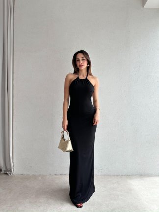 FRANK Maxi Elbise 7012 - Siyah - 3