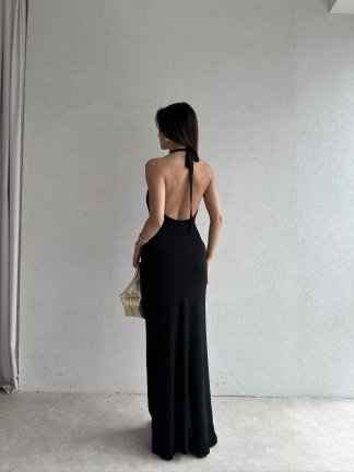 FRANK Maxi Elbise 7012 - Siyah - 4