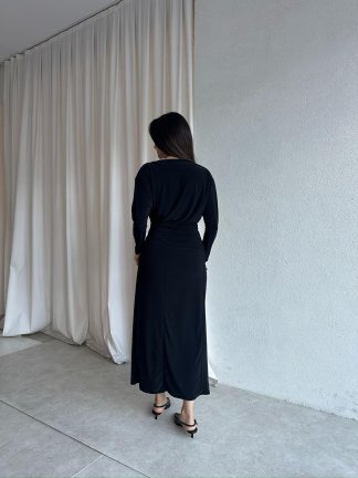 FRAPPE Midi Elbise 8711 - Siyah - 4