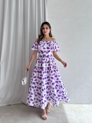 FRENSEL Maxi Elbise 5050 - Mor - 1