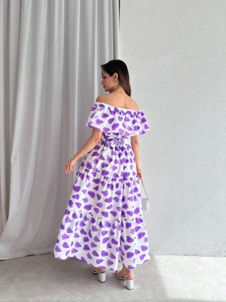 FRENSEL Maxi Elbise 5050 - Mor - 2