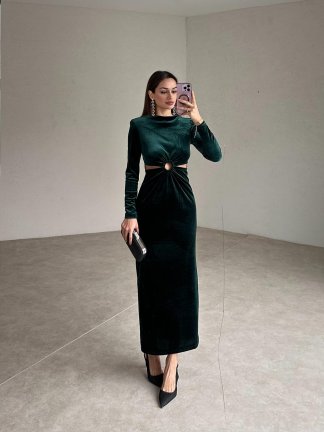 FREP Maxi Elbise 2027 - Zümrüt Yeşili - 2