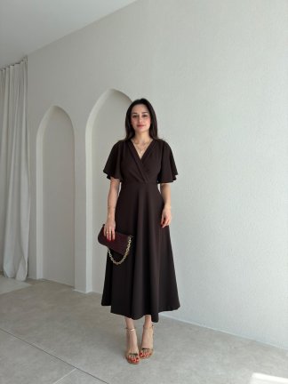 FRESH Midi Elbise 8984 - Acı Kahve - 1