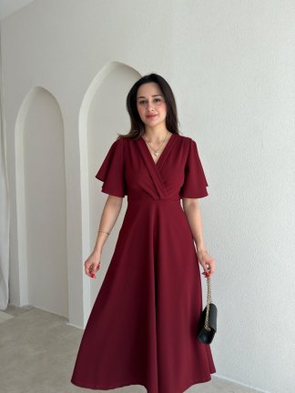FRESH Midi Elbise 8984 - Bordo - 2