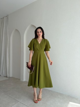 FRESH Midi Elbise 8984 - Yağ Yeşili 