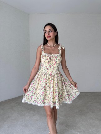 FRESNA Mini Elbise 2030 - Sarı - 1