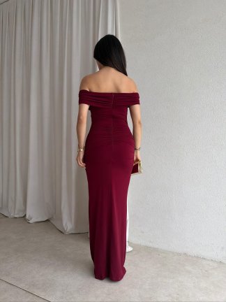 FREZYA Maxi Elbise 8902 - Bordo - 3