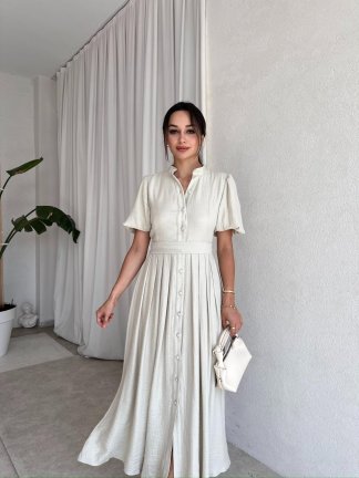 FRİDA Midi Elbise 7863 - Bej - 1