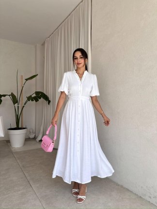 FRİDA Midi Elbise 7863 - Beyaz - 2