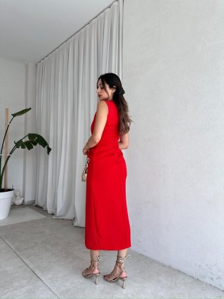 FRODO Midi Elbise 8039 - Kırmızı - 3