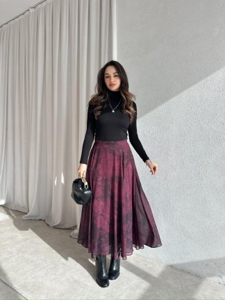 GAİA Etek 1056 - Bordo - 2