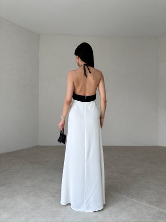 GALANOY Maxi Elbise 3799 - Beyaz - 3