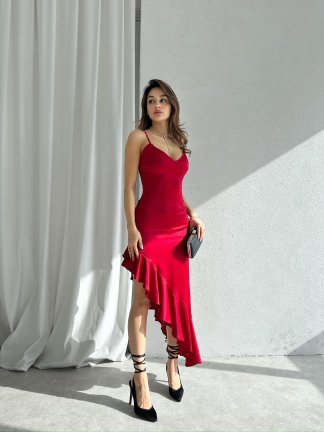 GALE Midi Elbise 7864 - Kırmızı - 3