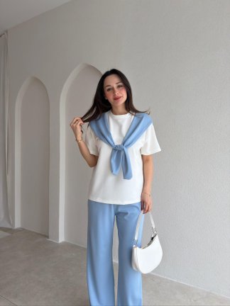 GALİA Bağlama Detaylı Takım 9277 - Mavi - 2