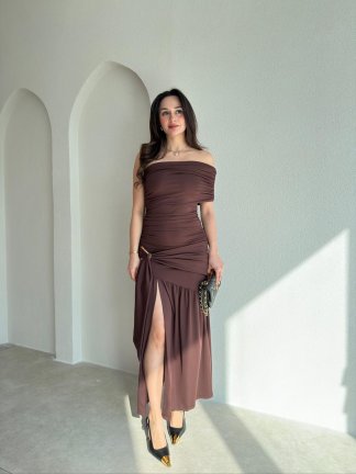 GALLER Midi Elbise 9000 - Acı Kahve 