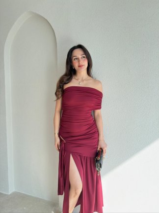 GALLER Midi Elbise 9000 - Bordo - 2
