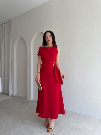 GARLAND Midi Elbise 6514 - Kırmızı - 1