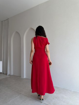 GARLAND Midi Elbise 6514 - Kırmızı - 3