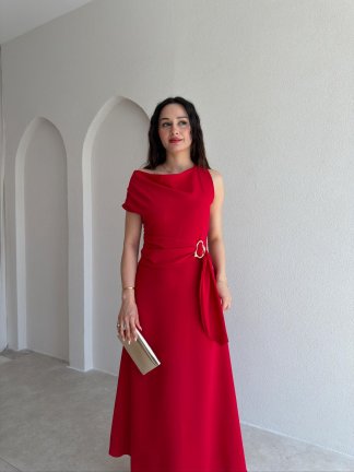 GARLAND Midi Elbise 6514 - Kırmızı - 2