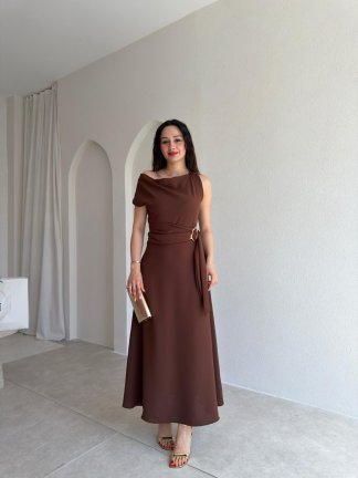 GARLAND Midi Elbise 6514 - Kahverengi - 1