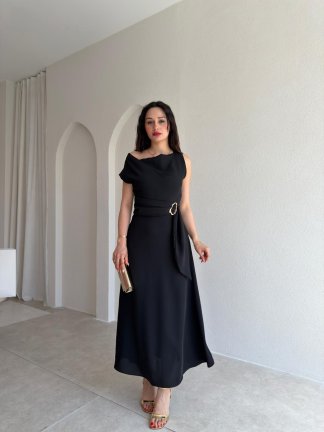 GARLAND Midi Elbise 6514 - Siyah - 1