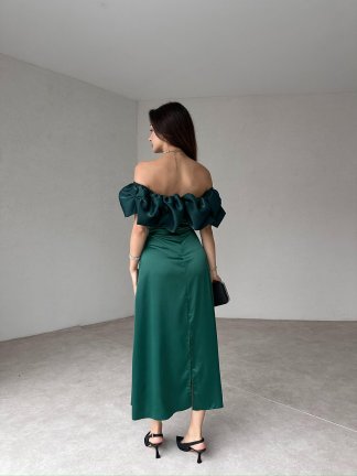 GARRİSON Midi Elbise 5014 - Yeşil - 4