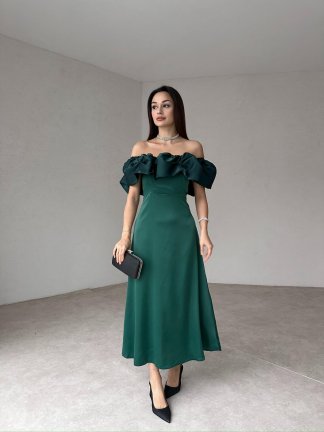 GARRİSON Midi Elbise 5014 - Yeşil - 3