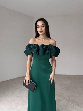 GARRİSON Midi Elbise 5014 - Yeşil 