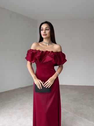 GARRİSON Midi Elbise 5014 - Bordo - 2