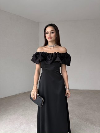 GARRİSON Midi Elbise 5014 - Siyah - 2