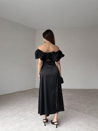 GARRİSON Midi Elbise 5014 - Siyah - 4