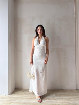 GASPARD Maxi Elbise 5267 - Beyaz - 4