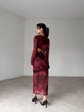 GAWA Maxi Elbise 3672 - Bordo - 4