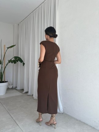 GEDSON Midi Elbise 8533 - Acı Kahve - 3