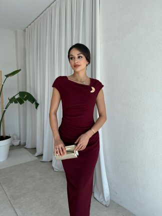  GEDSON Midi Elbise 8533 - Bordo - 2