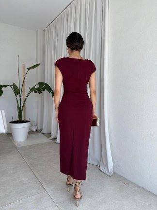  GEDSON Midi Elbise 8533 - Bordo - 3