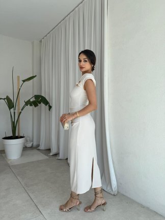  GEDSON Midi Elbise 8533 - Ekru - 3