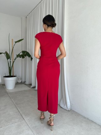  GEDSON Midi Elbise 8533 - Kırmızı - 3