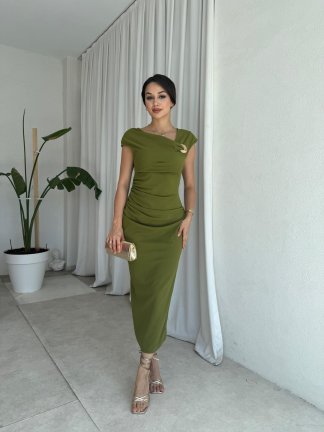 GEDSON Midi Elbise 8533 - Yağ Yeşili - 2