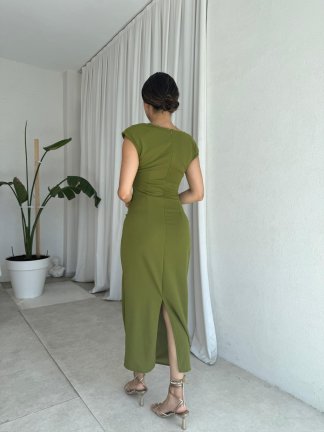 GEDSON Midi Elbise 8533 - Yağ Yeşili - 3