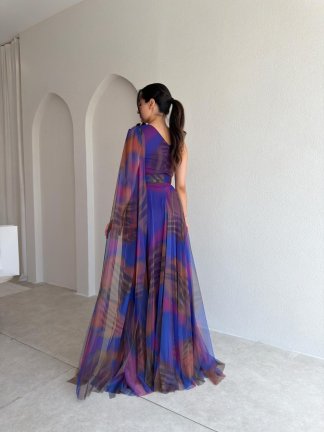GENNY Tek Omuz Maxi Elbise 3735 - Mor - 3