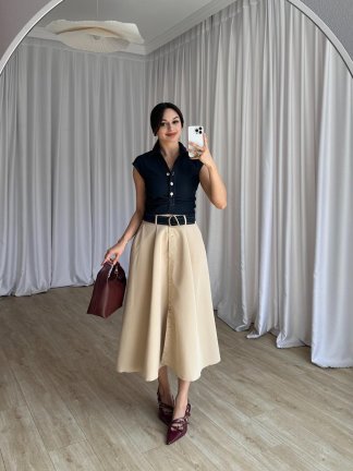 GENOA Midi Elbise 8360 - Krem - 1
