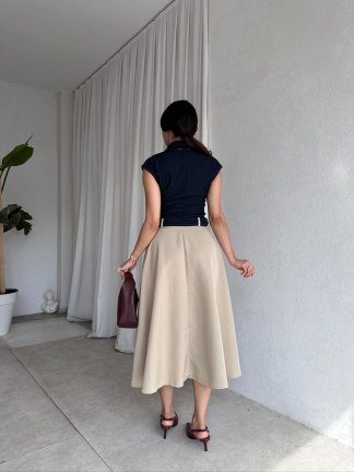 GENOA Midi Elbise 8360 - Krem - 3