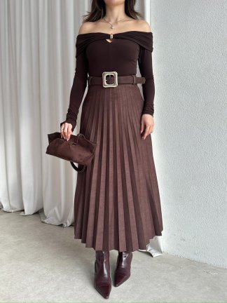 GERMAN Piliseli Etek 8483 - Acı Kahve - 2