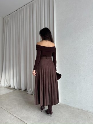 GERMAN Piliseli Etek 8483 - Acı Kahve - 3