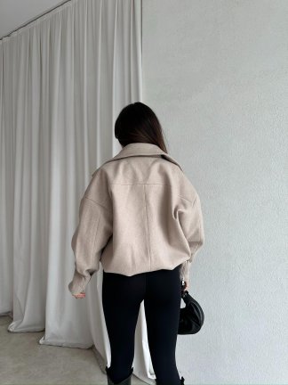 GİGİS Kaşe Crop Ceket 8698 - Krem - 4