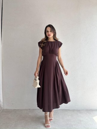 GİLMAN Maxi Elbise 9297 - Acı kahve - 2